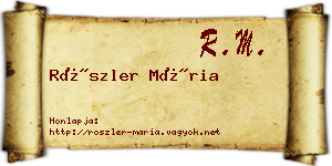 Röszler Mária névjegykártya